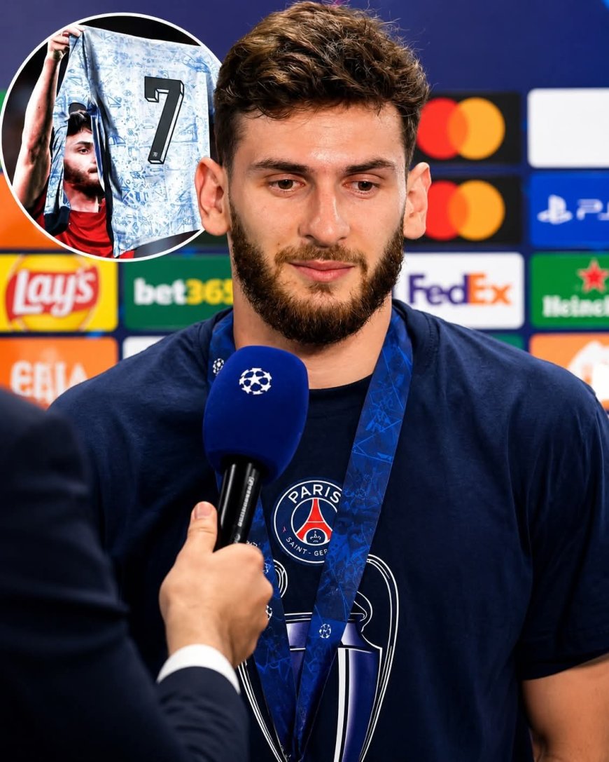 Khvicha Kvaratskhelia after winning the UEFA Champions League Player of the Season award