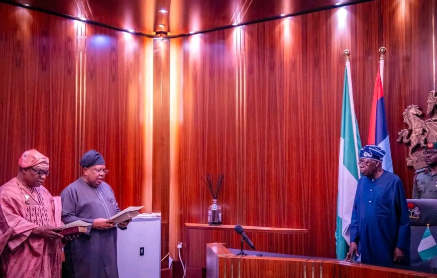 Tinubu Swears In Tegbe, Enikanolaiye as Ministers