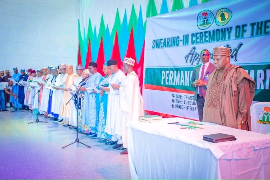 Gombe Governor Inuwa Yahaya Inaugurates 19 Permanent Secretaries, Plans Major Civil Service Recruitment
